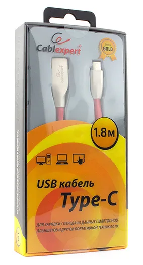 Кабель USB Type A-C Cablexpert CC-G-USBC01R-1.8M