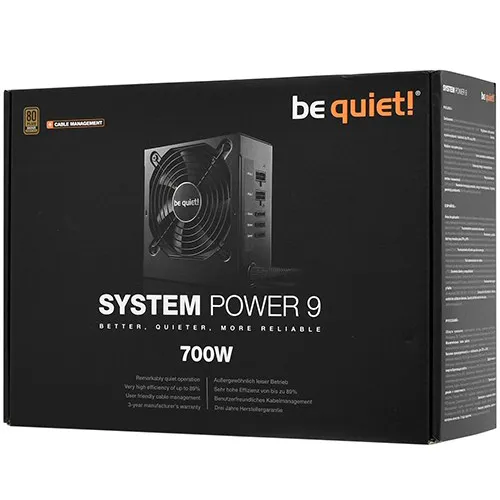 Power supply ATX, Be quiet, System power 9 BN303, 700W, 80plus Bronze