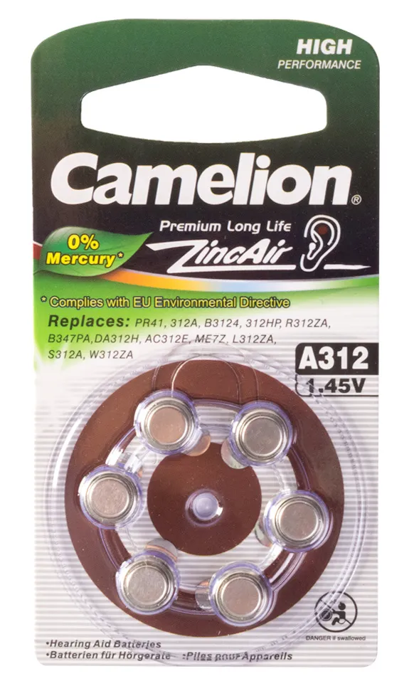 Батарейка CAMELION A312-BP6(0%Hg)
