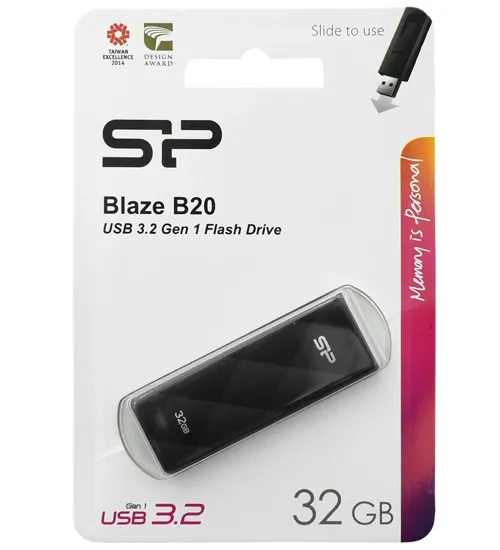 USB флешка 32GB Silicon Power Blaze B20 SP032GBUF3B20V1K USB 3.2 black