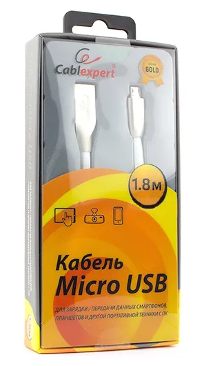 Кабель USB Type A-micro USB Cablexpert CC-G-mUSB01W-1.8M