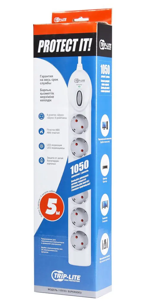 Сетевой фильтр Tripp-lite Super 6 DEU 5м