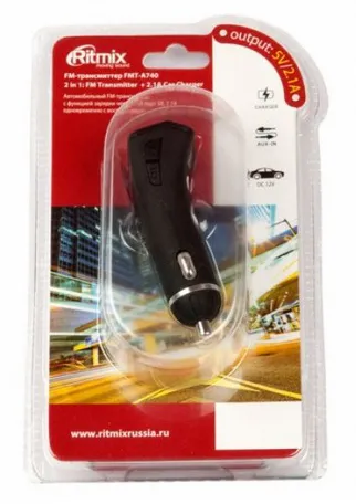 Автомобильный FM модулятор + зарядник Ritmix FMT-A740
