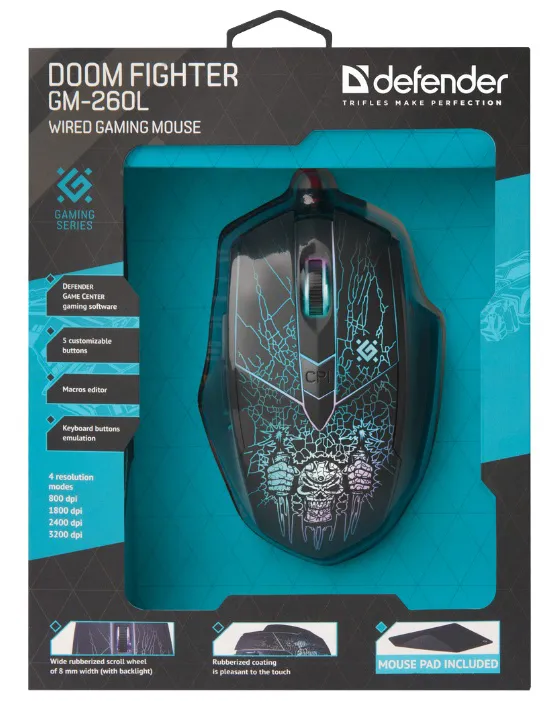 Компьютерная мышь игровая Defender Doom Fighter GM-260L