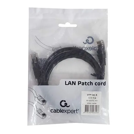 Патч корд UTP 6e-Cat  1 m Cablexpert PP6U-1M/BK Черный