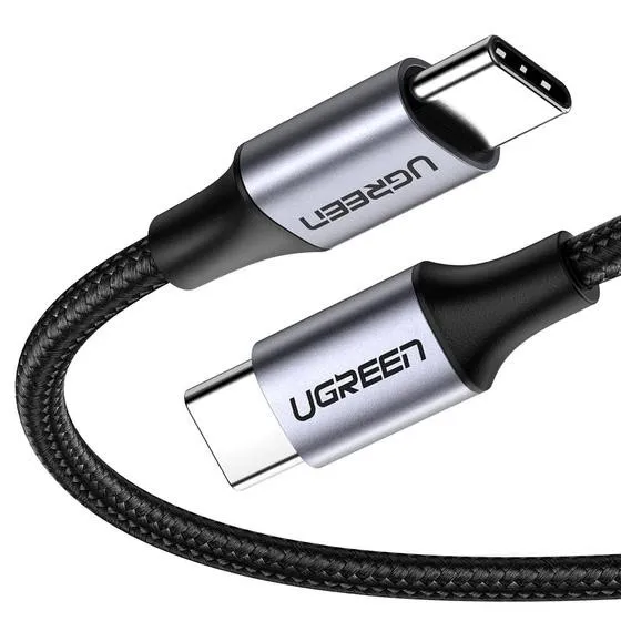 Кабель UGREEN US261 USB 2.0 C M/M Round Cable Nickel Plating Aluminum Shell 2m (Gray Black)