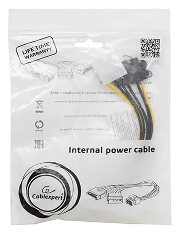 Кабель Molex 4 pin + SATA power - 8 pin, Cablexpert CC-PSU-82