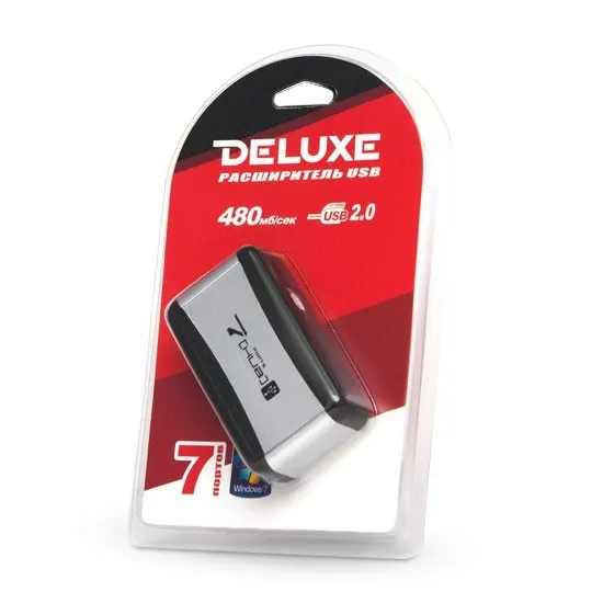 Расширитель USB Deluxe DUH7001BK Чёрно-Серый