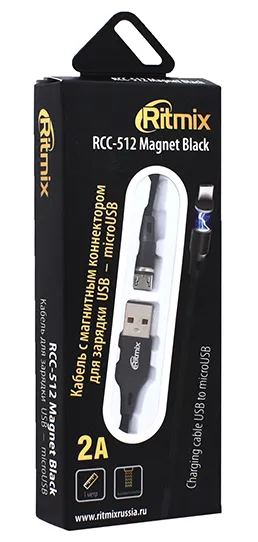 Кабель USB Type A-micro USB Ritmix RCC-512 Magnet Black