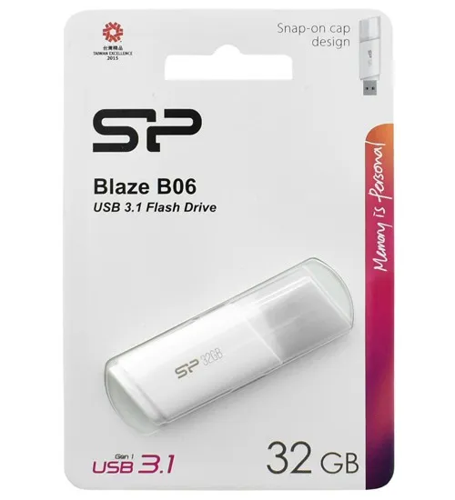 USB флешка 32GB Silicon Power Blaze B06 SP032GBUF3B06V1W USB 3.1 white