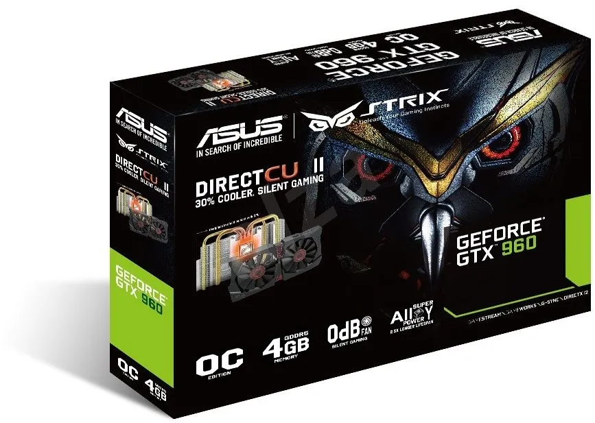 Видеокарта ASUS GeForce GTX 960 4GB STRIX-GTX960-DC2OC-4GD5