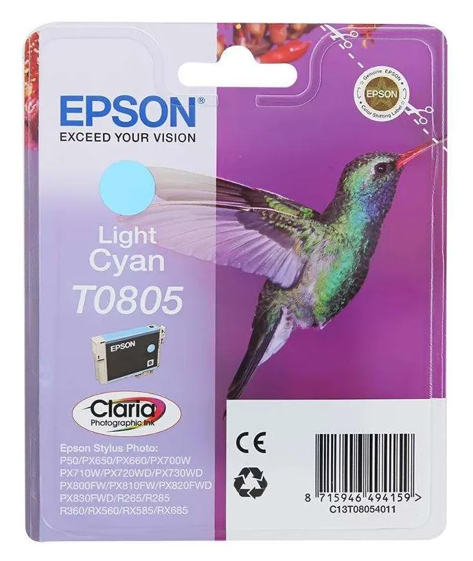 Картридж струйный Epson C13T08054011 T0805 голубой