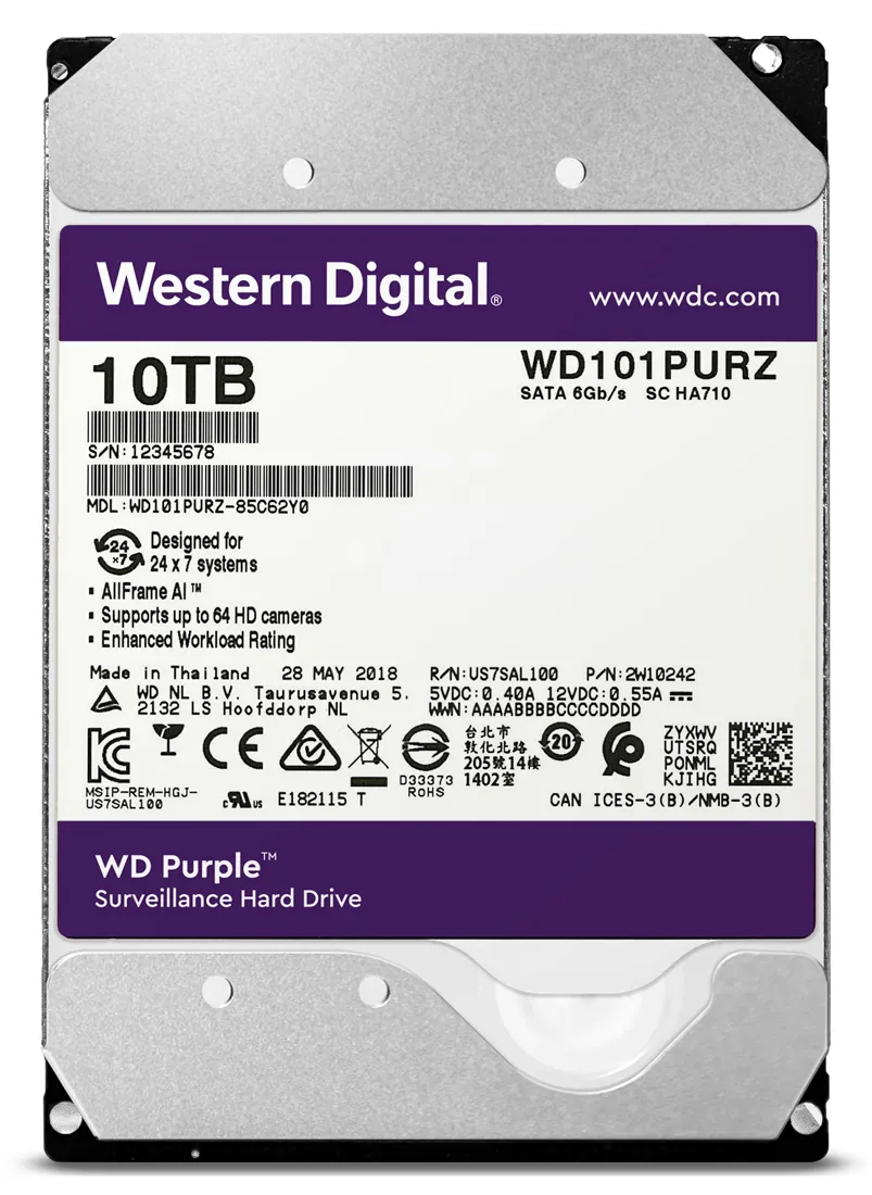 Жесткий диск 10ТБ WD Purple WD101PURZ