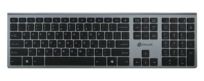 Клавиатура беспроводная Oklick 890S серый Slim