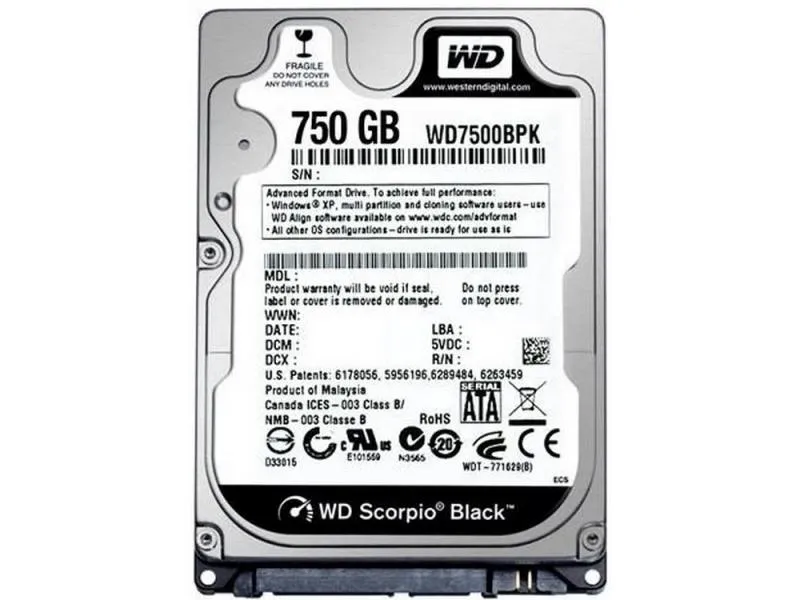 Жесткий диск WD 750GB Scorpio Black WD7500BPKX 750GB