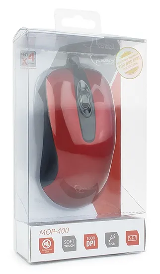 Компьютерная мышь Gembird MOP-400-R black-red