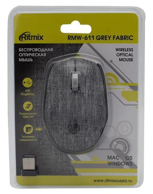 Компьютерная мышь Ritmix RMW-611 Grey Fabric