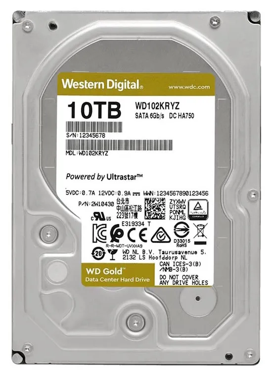 Жесткий диск 10TB WD Gold WD102KRYZ