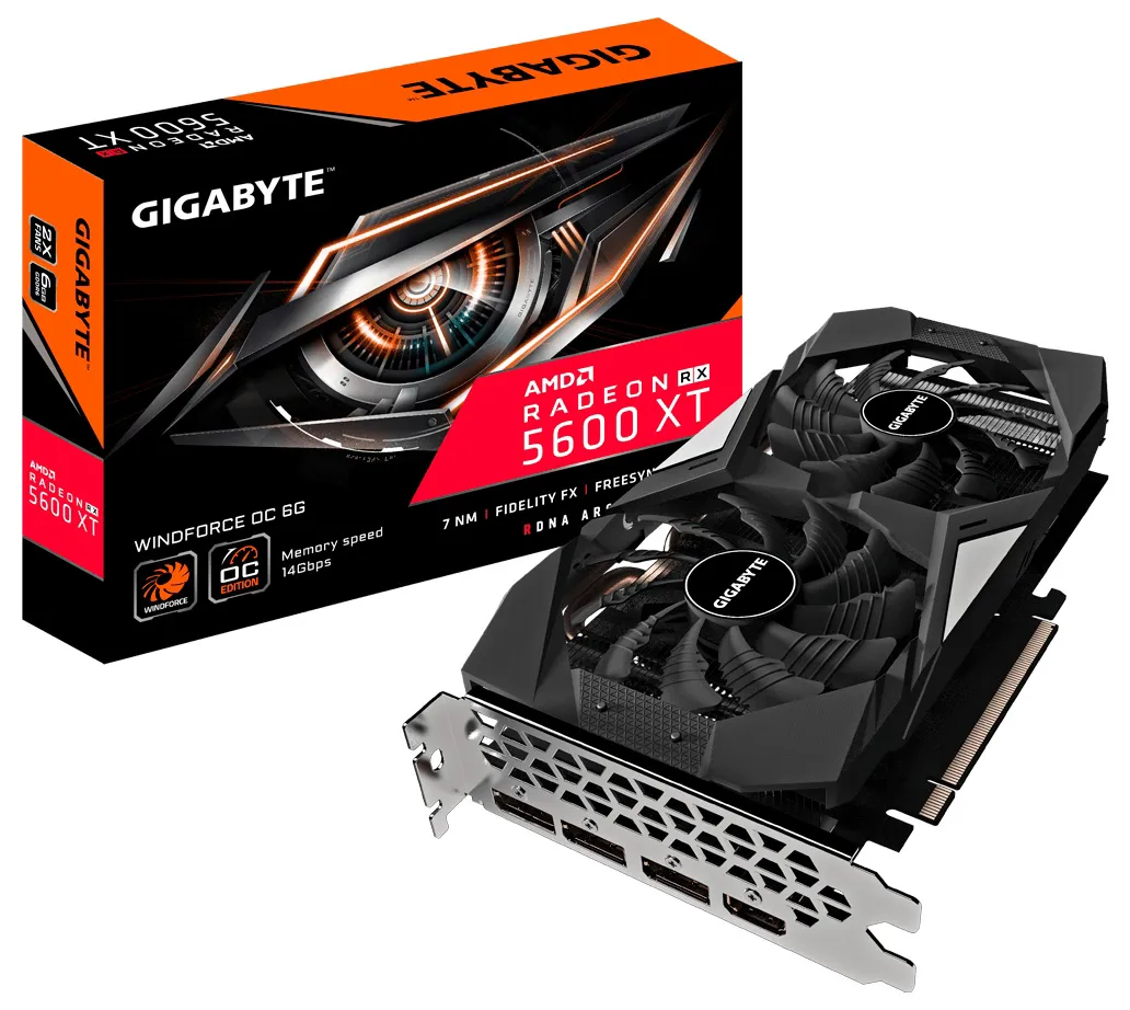 Видеокарта 6 GB Gigabyte RX 5600 XT GV-R56XTWF2OC-6GD