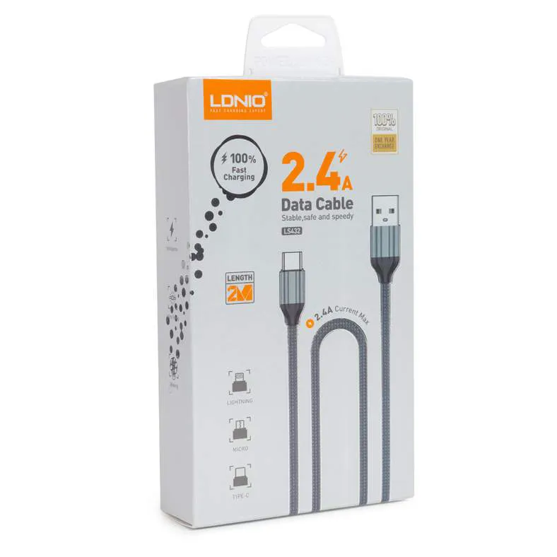 Кабель LDNIO Lightning LS432 2.4A TPE Алюминий 2м