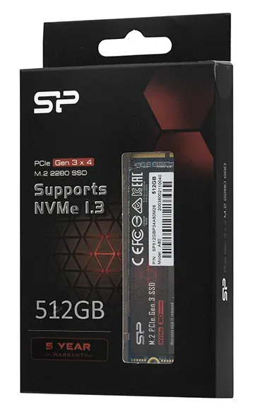 SSD M.2 PCIe 512 GB Silicon Power A80 SP512GBP34A80M28