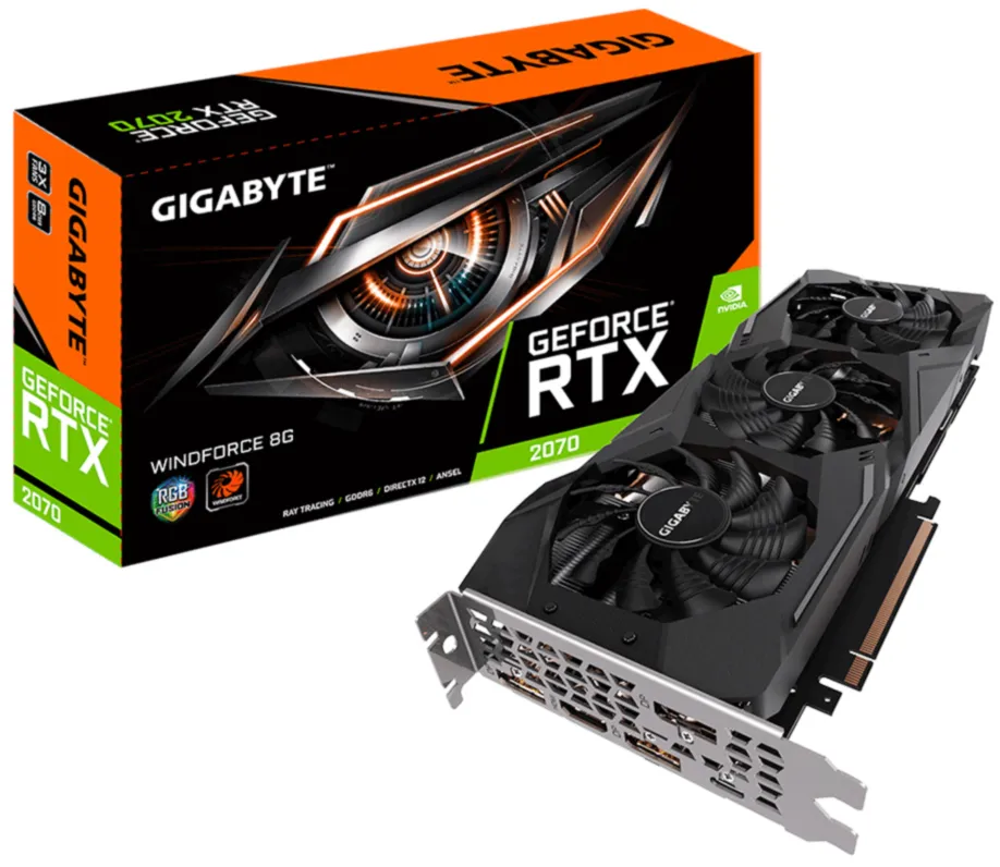 Видеокарта 8 Gb Gigabyte RTX2070 WINDFORCE GV-N2070WF3-8GC