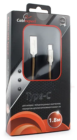 Кабель USB Type A-C Cablexpert CC-P-USBC02Gd-1.8M