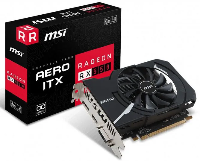 Видеокарта 2 GB MSI RX 550 AERO ITX 2G OC