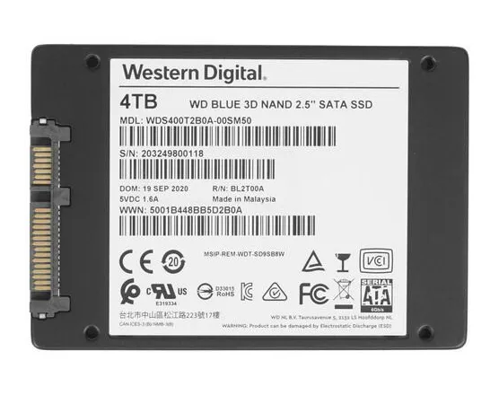 SSD накопитель 4000GB WD BLUE WDS400T2B0A