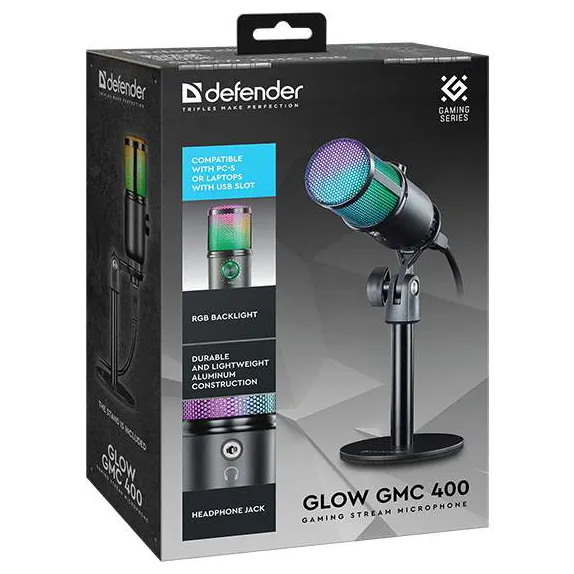 Микрофон Defender Glow GMC 400 black
