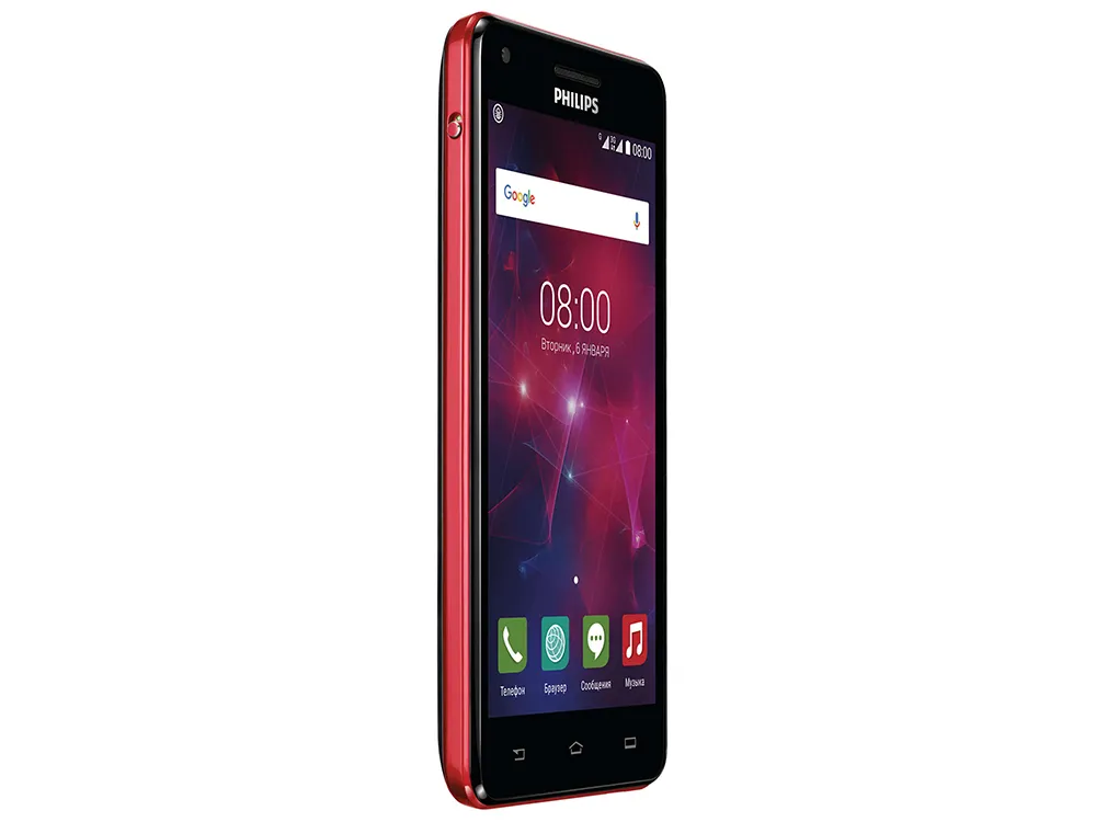 Смартфон Philips V377 черный красный