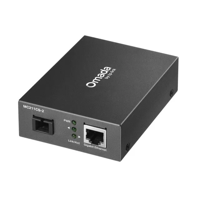 Оптический медиаконвертер GbE  WDM TP-LINK MC211CS-2 <1000BASE-TX to 1000BASE-FX Single mode SC fiber Converter, Full-duplex,Tx:1550nm, Rx:1310nm, up to 2Km, switching power adapter, chassis mountable>