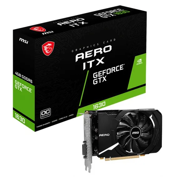 Видеокарта MSI GeForce GTX1630, 4GB GDDR6 64bit DVI HDMI DP GTX 1630 AERO ITX 4G OC