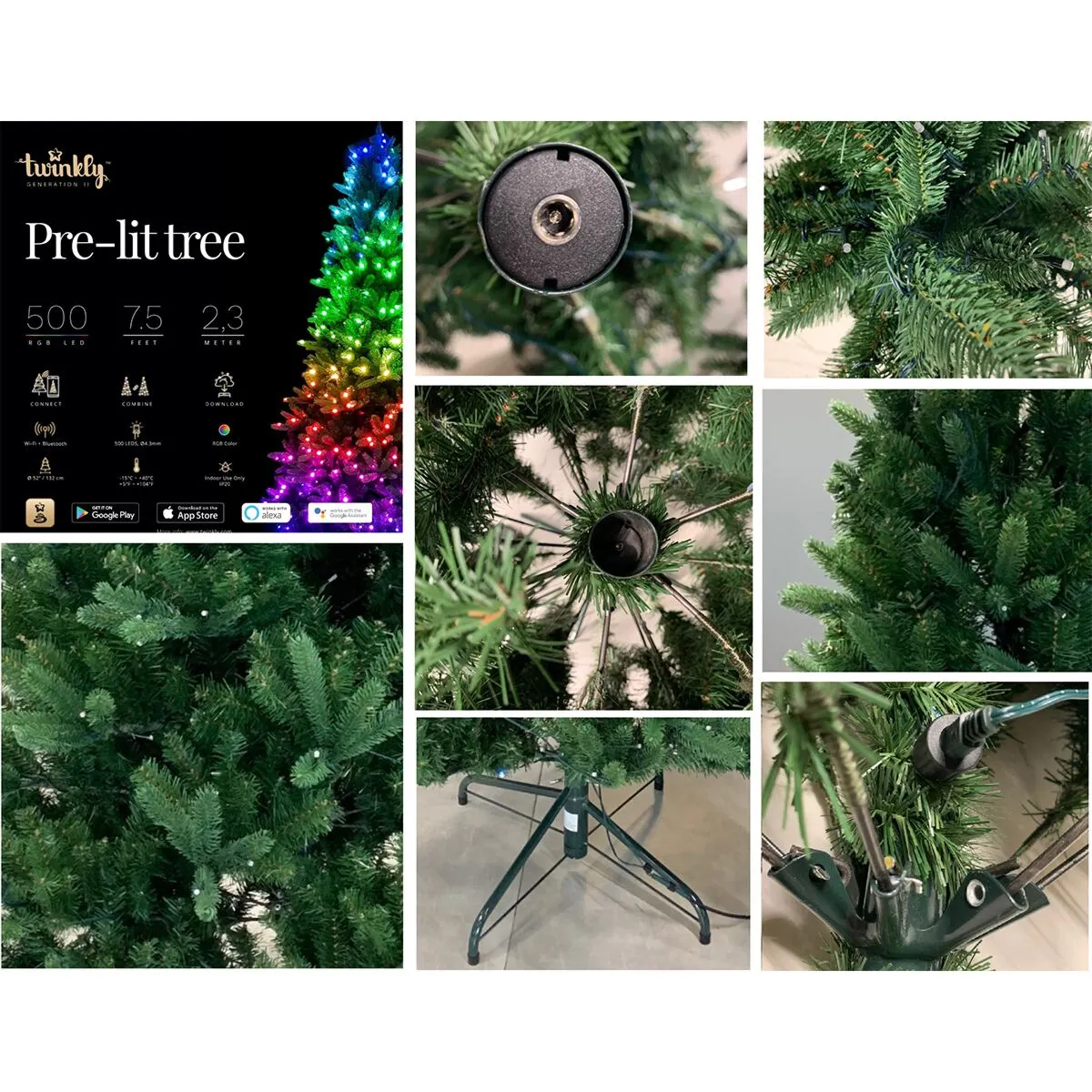 Гирлянда Twinkly Smart LED Pre Lit Strings RGB 500 lamps on X-mass 2,3м tree