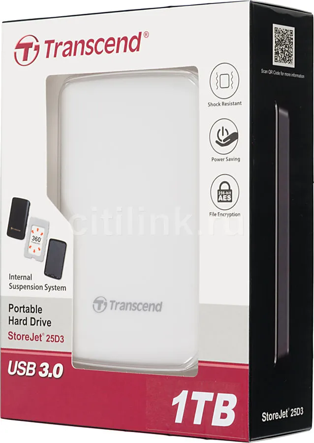 Внешний жесткий диск Transcend 1 TB TS1TSJ25D3W