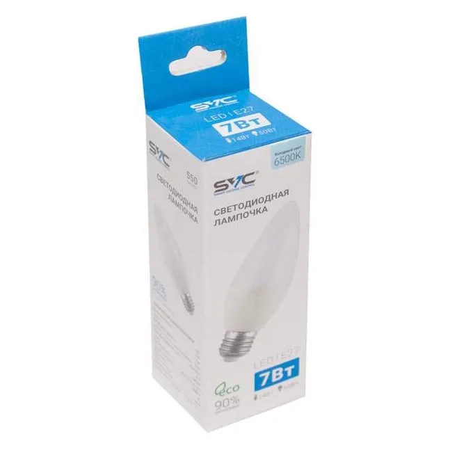 LED Лампа SVC LED C35-7W-E27-6500K