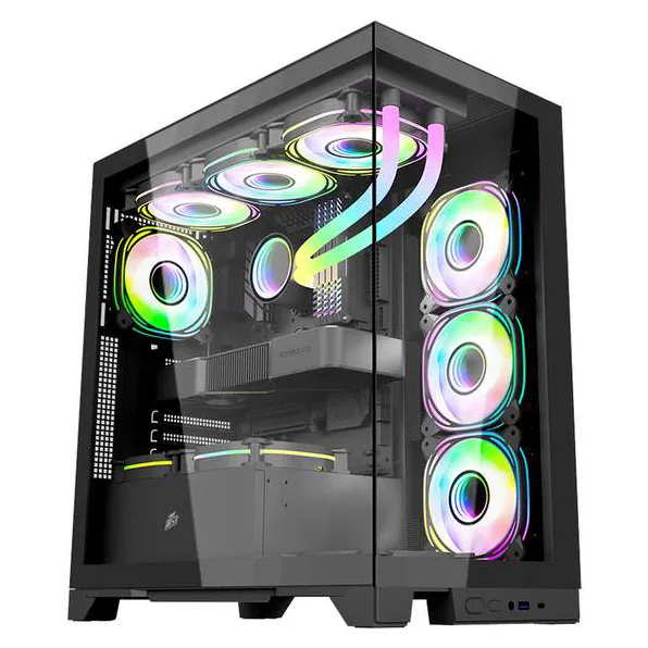 Корпус для ПК 1STPLAYER MIKU Mi8-BK-3FBR1FBC1 Black