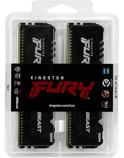 Оперативная память 32 GB kit Kingston Fury Beast KF436C17BBK4/32