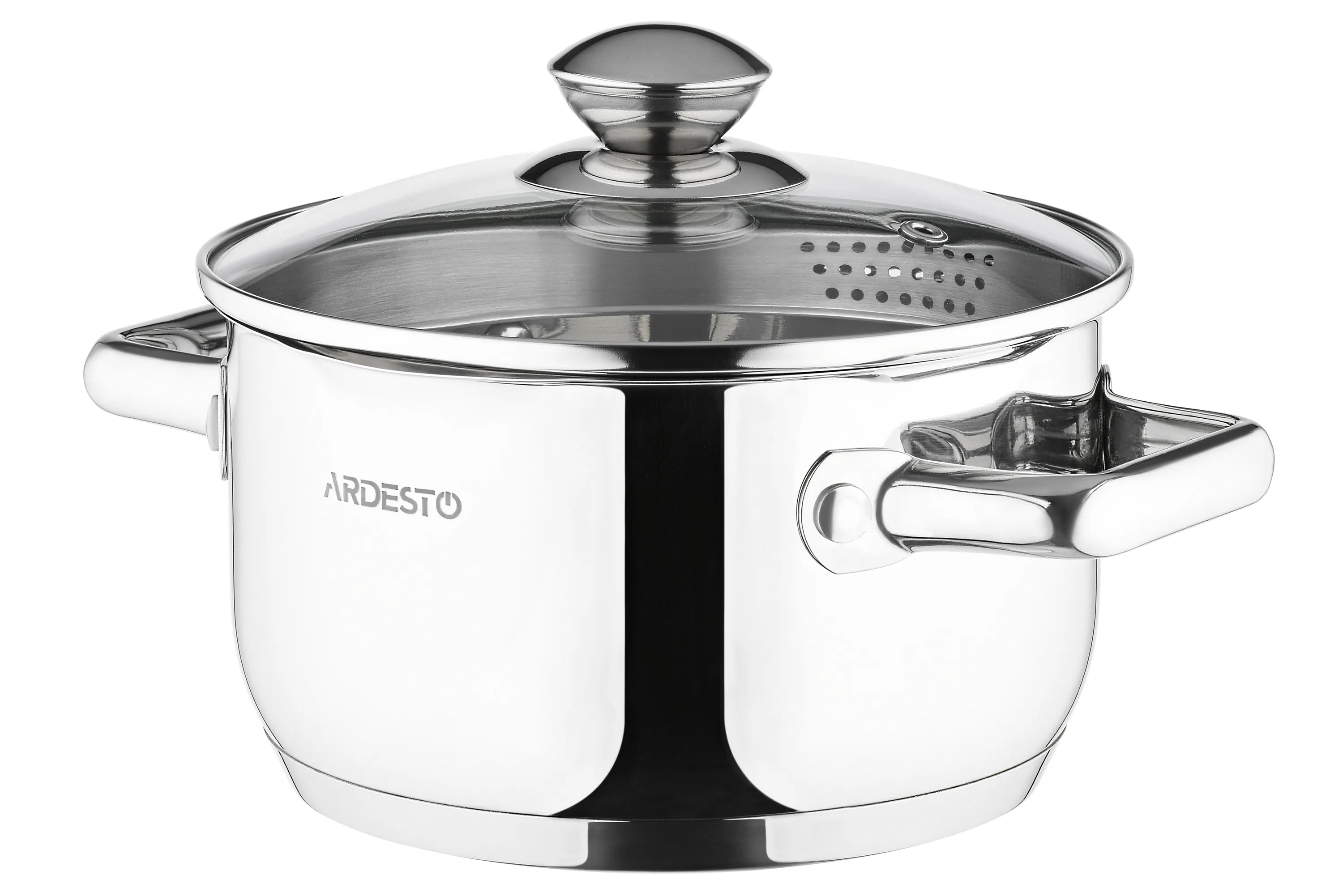 Кастрюля Ardesto Gemini Lecco с носиком для слива, стекл. крышка , 2.5 л, нержавеющая сталь AR2825CS