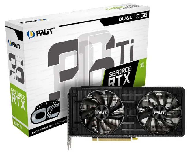 Видеокарта 8Gb PALIT RTX3060Ti DUAL OC 8G NE6306TS19P2-190AD