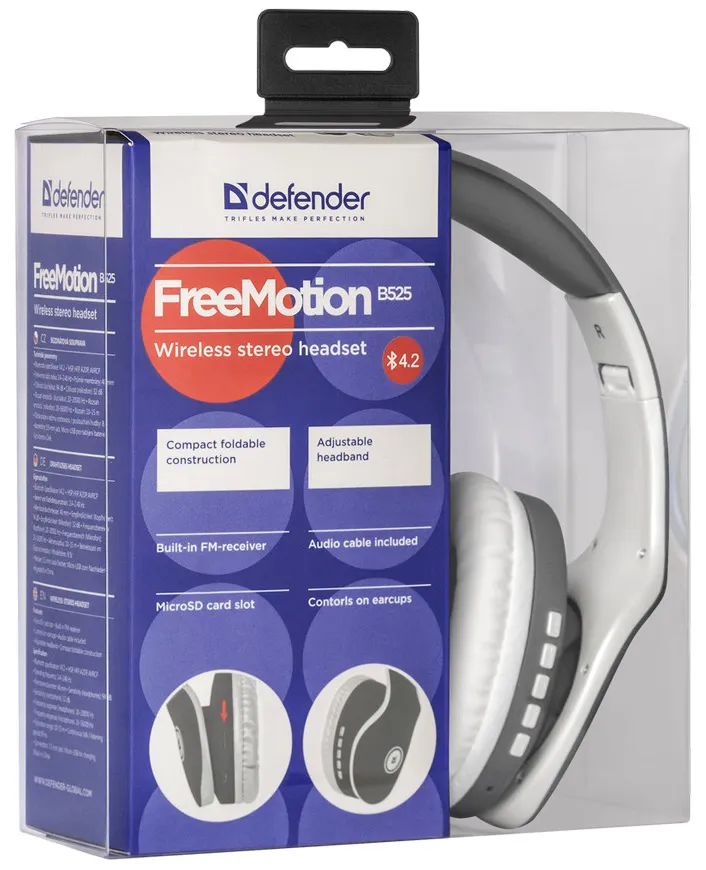 Наушники Defender FreeMotion B525 Серый-белый