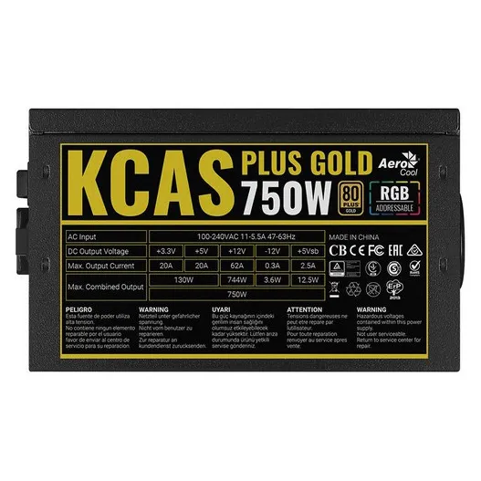 Блок питания 750W Aerocool KCAS PLUS GOLD 750W RGB
