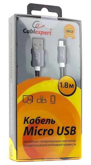 Кабель USB Type A-micro USB Cablexpert CC-G-mUSB02Gy-1.8M