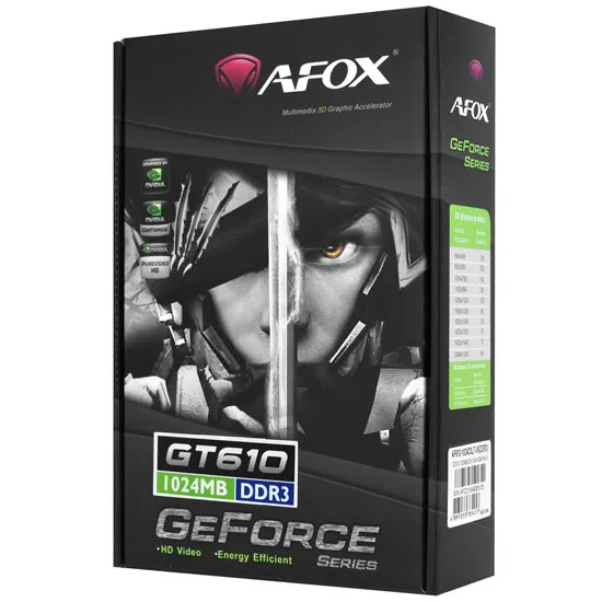 Видеокарта 1 GB Afox GT 610 AF610-1024D3L7-V6