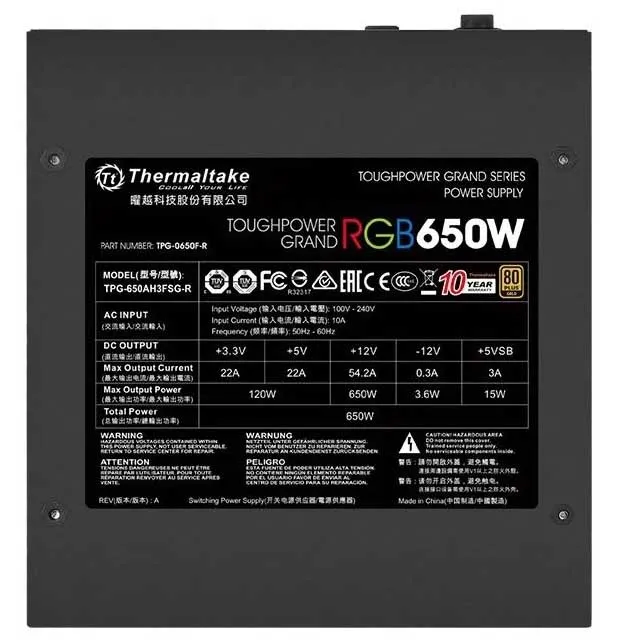 Блок питания Thermaltake ToughPower GRAND RGB PS-TPG-0650FPCGEU-R