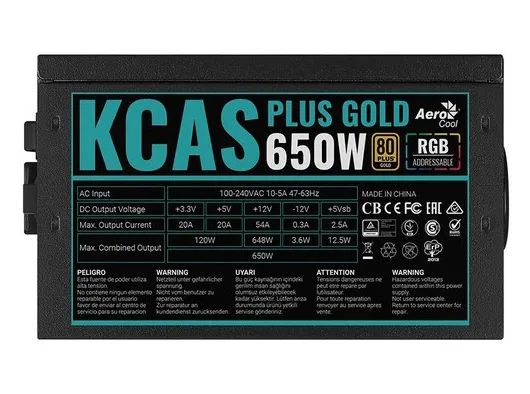 Блок питания 650W Aerocool KCAS PLUS GOLD RGB