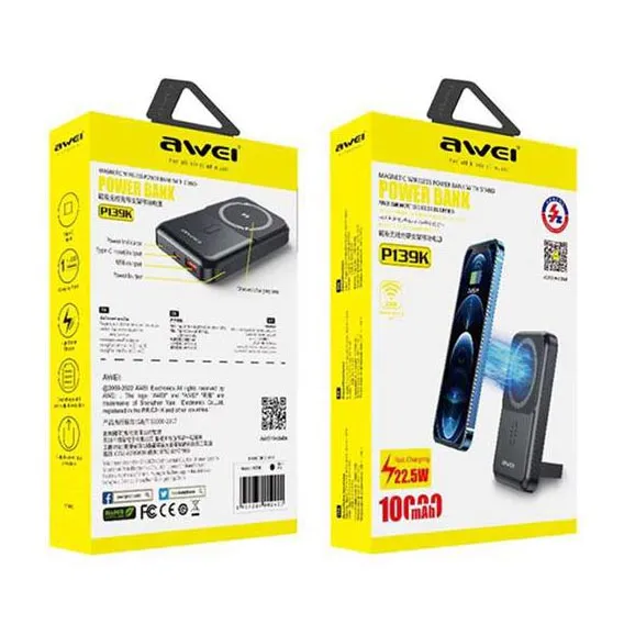 Портативный внешний аккумулятор Awei P139K Power Bank 10000mAh Черный
