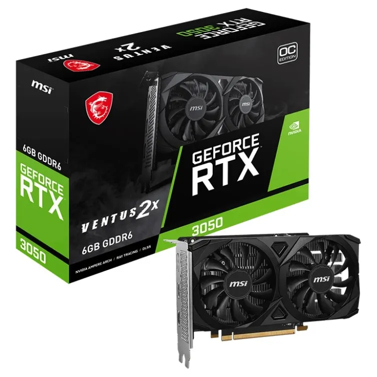 Видеокарта 6Gb MSI RTX 3050 VENTUS 2X E 6G OC 912-V812-055