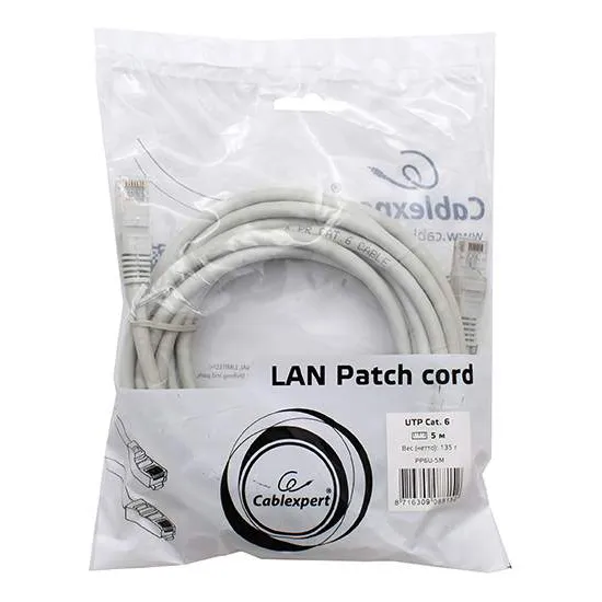 Патч корд UTP 6e-Cat  5 m Cablexpert PP6U-5M серый