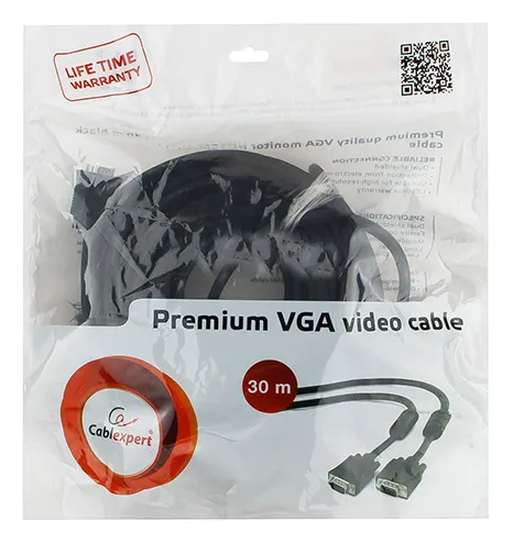 Кабель SVGA 15m/15m, Cablexpert CC-PPVGA-30M-B, 30м